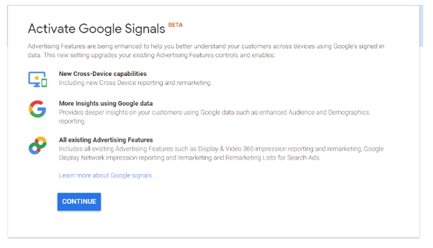 Activate Google Signals