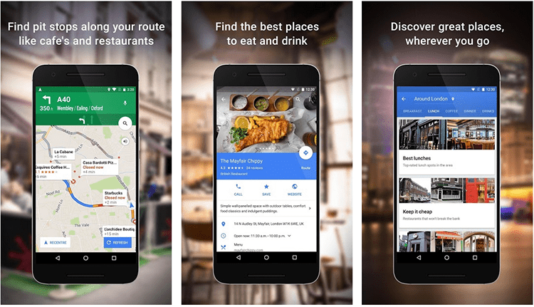 Discovering places to eat/stay on Google Maps