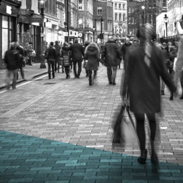 Shoppers walking in the high street