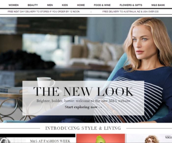 The new M&S website in 2014 that customers didn't like