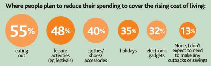 Where people plan to reduce their spending to cover the cost of living rises