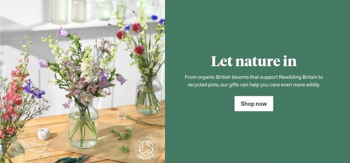 Flower subscription box provider Bloom & Wild has a clear message in its CTA text with an actionable button telling users what to do next.