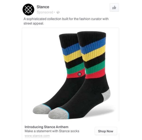 An example of a Facebook ad selling socks