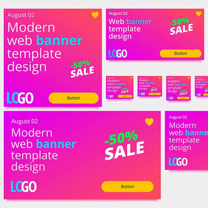 Examples of the different size display ads templates