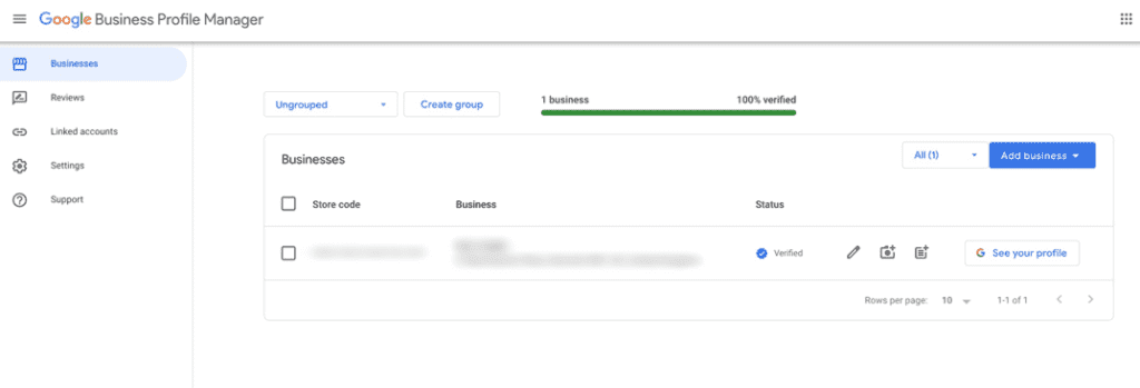 Google business profile dashboard