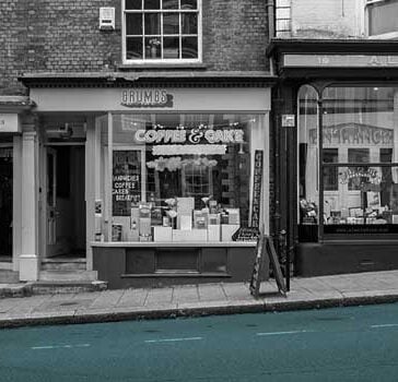 Little independent shops on a road